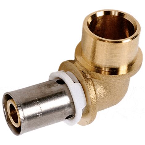 Codo PER de prensar adaptador de cobre/PER Ø16 - cu14
