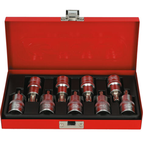 Estuche de 9 puntas de destornillador TORX® perforadas 1/2'', de T20 a T60 (1/2)