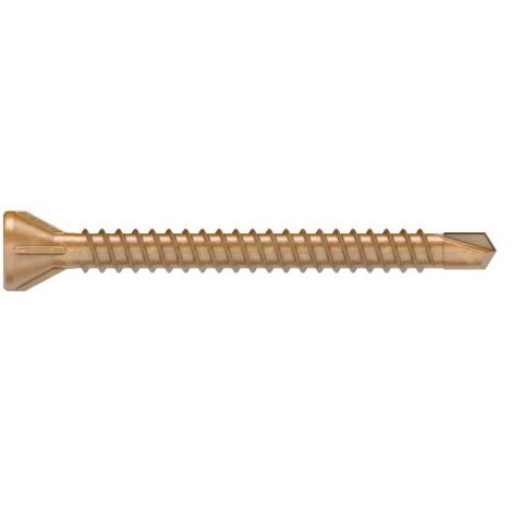 Vis autoforeante para madera en metal - Cabeza avellanada - Acero galvanizado amarillo - Torx 3,9x28 mm - PH2 - Caja de 500