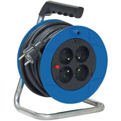 Enrollador de cable estándar Baby S con USB - Azul/Negro 15M - H05VV-F 3G1.5