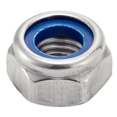 Tuerca hexagonal ininterrumpible con anillo de nylon - Inox A2 M14 - Caja de 50