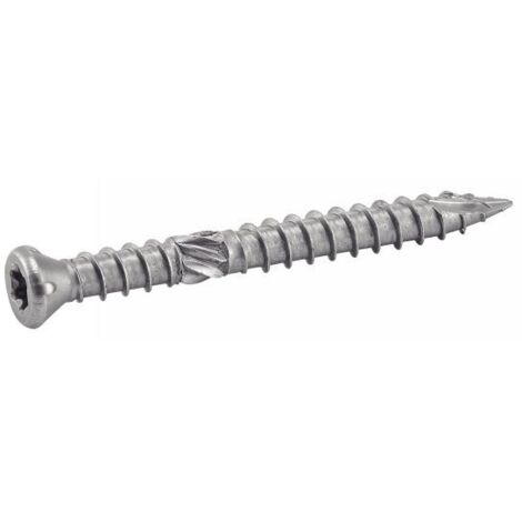 Vis de terraza tête fraisée réduite six lobes - Double filet - Inox A2 6x80 mm - Caja de 100