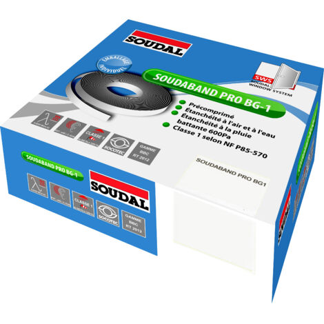 Rollo de espuma acrílica autoadhesiva precompresa - Soudaband PRO BG1 L15mm - espesor 5 a 12mm - largo 5,6m