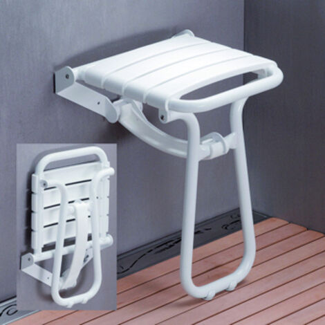 Asiento de ducha plegable con caballete automático
