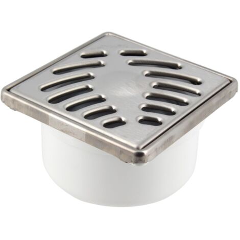 Sifón de suelo vertical para pegar - ⌀40 o 50 - Rejilla de acero inoxidable 100x100mm