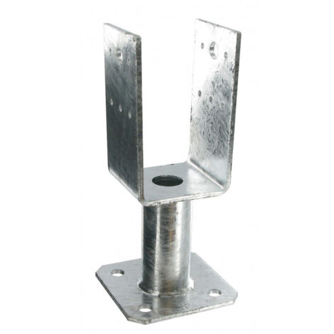 Pie de poste en U con placa PPUP 90x70mm