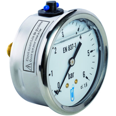 Manómetro de aceite en baño de acero inoxidable - conexión axial 8x13 - dial Ø63mm 0 a 4 bares