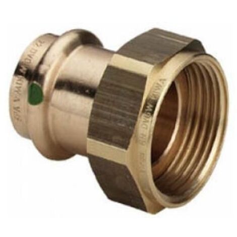 Conector recto de bronce para prensar hembra - tuerca fija 12x17 - 15