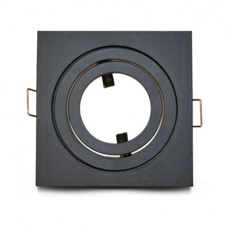 Soporte de foco cuadrado con fijación de collarín, desmontable, negro - 88 x 88 mm
