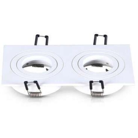 Soporte de foco blanco con poste de 175 x 93 mm - aro desmontable