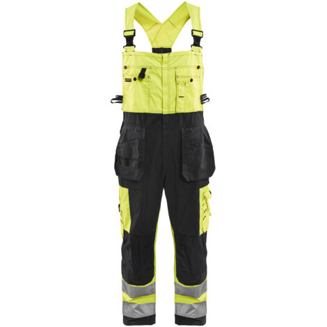 Mono de trabajo con tirantes de alta visibilidad 2603 - Amarillo fluorescente/Negro 52