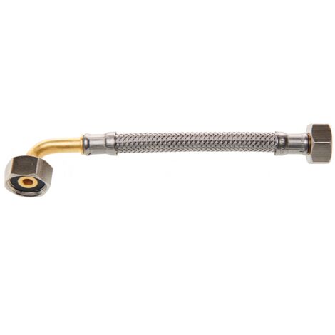Flexible trenzado inoxidable codo serie PLUS - Sanitario - Manguera Ø8mm con junta - Macho/Macho 20x27 - 1500mm