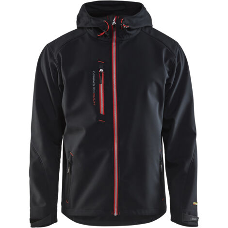 Chaqueta de trabajo softshell con capucha 4949 - Negro/Rojo XXL