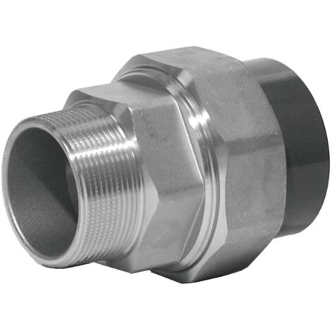 Unión de hierro - PVC a presión recto macho roscado - hembra para pegar 20X27 - 25