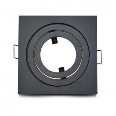 Soporte de foco cuadrado con fijación de collarín, desmontable, plateado - 92 x 92 mm