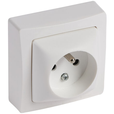 Enchufe de corriente 2P+T - caja empotrada completa - blanco