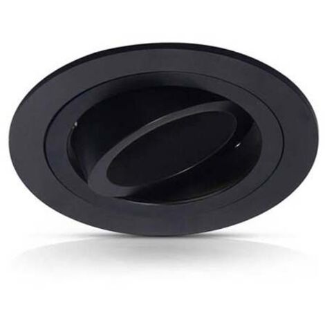 Soporte Foco LED Empotrable Aluminio Negro Orientable 30° IP20 Ø92mm - perforación Ø78mm