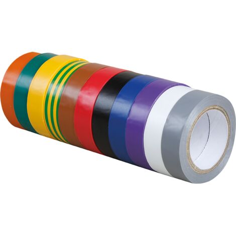 Lotto di 10 nastri isolanti elettrici colorati - 15mm x 10m