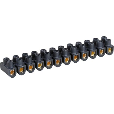 Doppia morsettiera elettrica in ottone nero con 12 morsetti a vite da 6 mm² - 41A