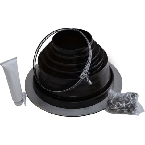 Solin Flexub in kit per tetto in acciaio zincato con base rotonda Ø 110 a 200mm