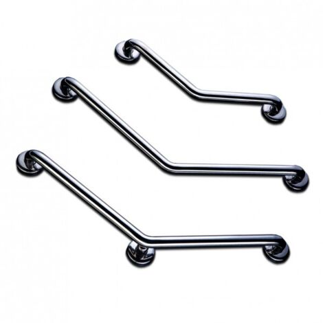 Barra di appoggio angolata Ø32 - Inox - 2 punti di fissaggio 400x400mm lunga 400x400mm