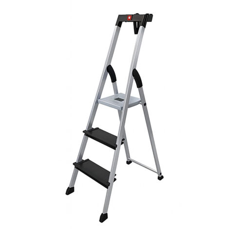 Scala in alluminio 4XL NERO + Portabicchiere a 3 gradini
