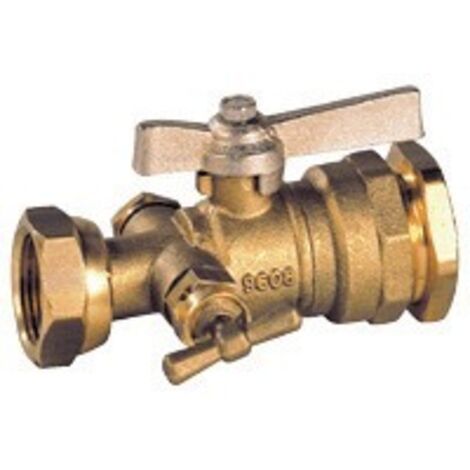 Valvola contatore di scarico - Ottone - Dado girevole/Raccolta serraggio esterno PE - Manetta in ottone 20x27 - Ø25