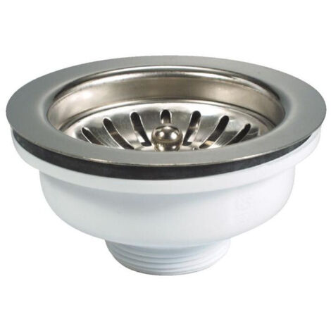 Scarico universale per lavandino in PVC con comando manuale senza troppo pieno Ø114 - foro di 90mm (1/2)
