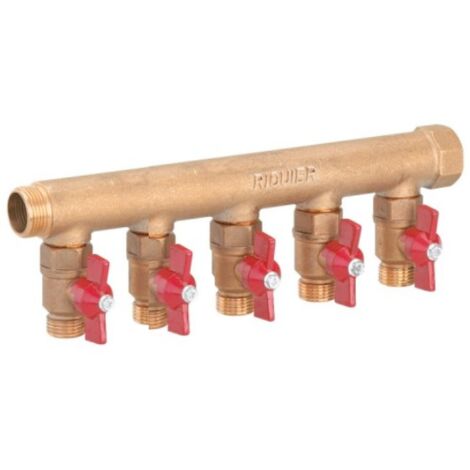 Collettore modulare Maschio Femmina 20x27 - con valvola a 5 uscite 15x21 Maschio