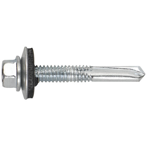 Vite a trave autoperforante con testa esagonale e rondella Acciaio EPDM - Punta trapano nº 5 - Zincato 5,5 x 60 P16 - Confezione da 250 (1/2)