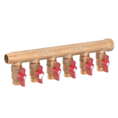 Collettore modulare Maschio Femmina 20x27 - con valvola 6 uscite 15x21 Maschio