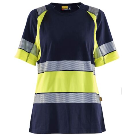 Maglietta Alta Visibilità Uomo Manica Corta – Girocollo Con Strisce Riflettenti, Colore Arancione/Blu Navy, Taglia 4XL - 3