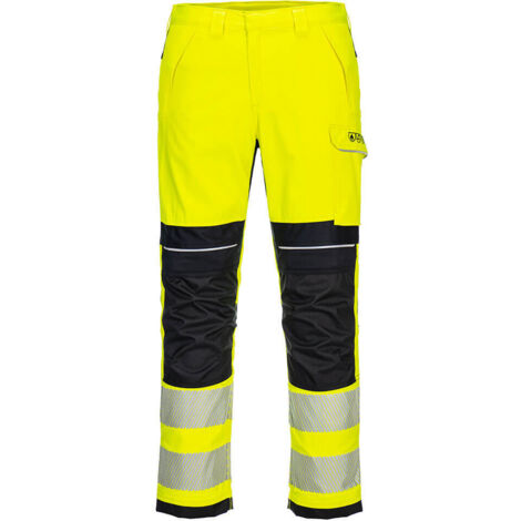 Jodhpurs Hi-Vis HyVIZ Refrangente - Nero/Giallo/Rosa Per Equitazione Sicura Al Buio
