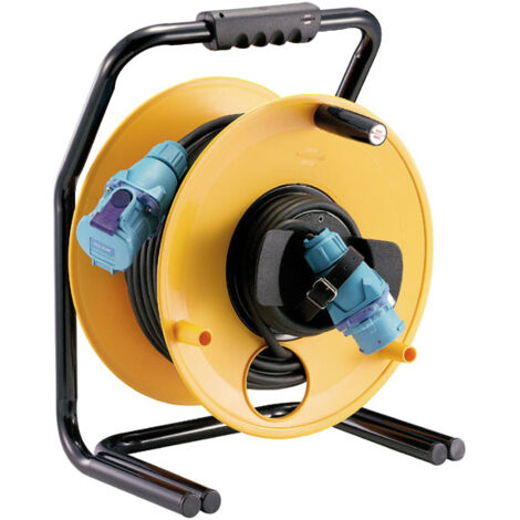Avvolgicavo Professionale 40m – 4 Prese Schuko IP44 – H07RN-F 3G2.5 – 3200W – Telaio In Acciaio