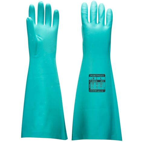 Guanti in nitrile extra lunghi verdi XL - Taglia 10 (1/2)