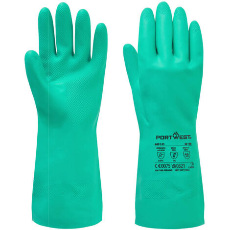 Portwest A810GNRXL Guanto Protezione Chimica in Nitrile, Verde, XL (1/2)