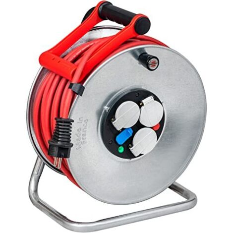 Avvolgicavo Brennenstuhl Vario Line – 3 Prese + 2 USB, Cavo 10 M, Protezione Surriscaldamento, Made In Germany