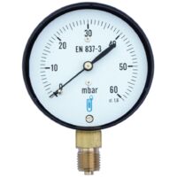 Manometro per gas con protezione antigoccia - raccordo verticale 8x13 - quadrante Ø63mm 0 a 60mbar