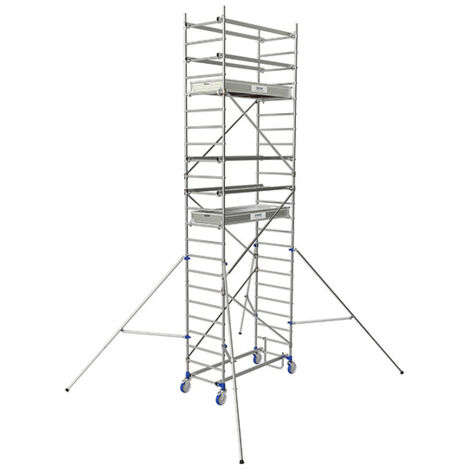 Tubesca Comabi – Échafaudage roulant aluminium 2 planchers – Hauteur de plancher 4,85 m – Charge max 200 kg/m² – Hauteur de travail 6,85 m