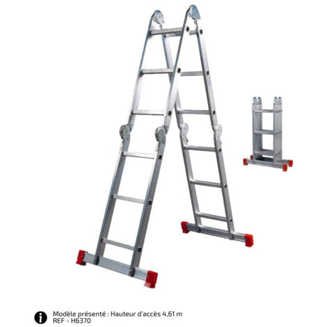 FACAL - Échelle Double Aluminium Articulée Multipostions H6 - Longueur déployée 3,71 m