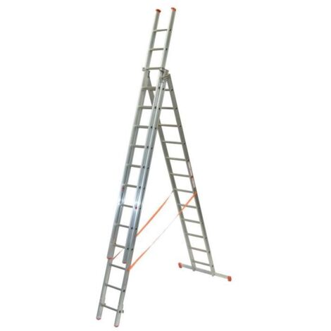 FACAL - Échelle transformable aluminium 3 plans Génia – Longueur 4 à 9 m - Longueur déployée 8,92 m