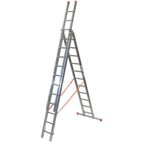 FACAL - Échelle transformable aluminium 3 plans Génia – Longueur 4 à 9 m - Longueur déployée 8,32 m