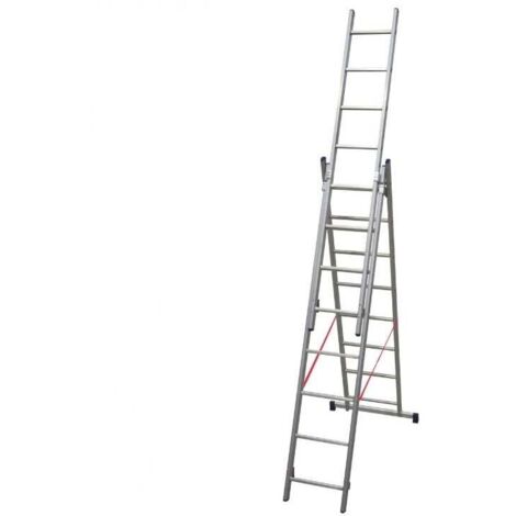 Facal – Échelle transformable aluminium 3 plans – Longueur déployée 5,1 m – Hauteur d'accès jusqu'à 9,08 m – Charge maximale 150 kg