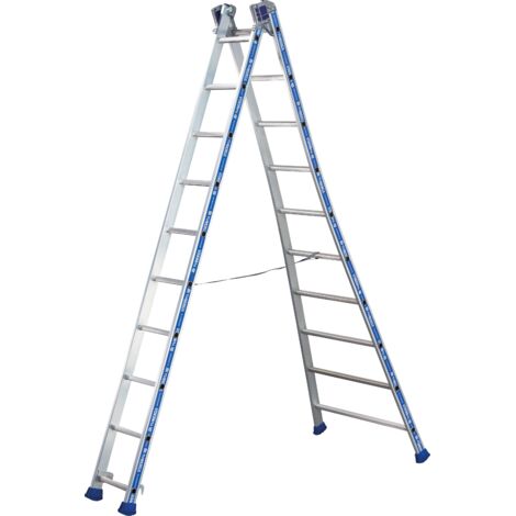 Tubesca Comabi – Échelle double transformable 2 plans 2x7 marches – Hauteur de travail 4,38m – Aluminium ultra résistant – 2442607