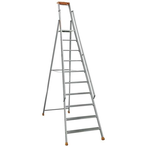 Tubesca Comabi – Escabeau aluminium professionnel 10 marches – Hauteur de travail 4,40 m – Charge maximale 150 kg – Plateforme antidérapante