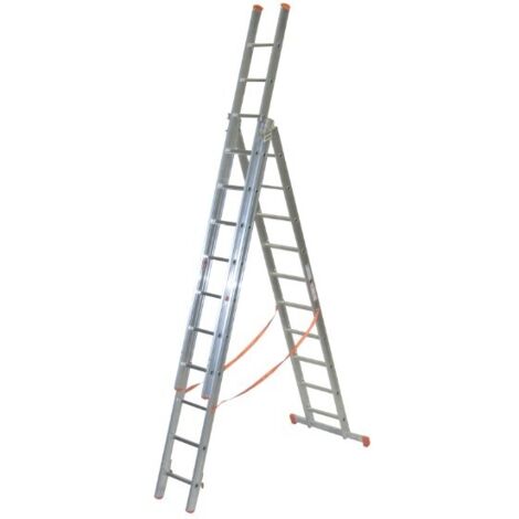 FACAL - Échelle transformable aluminium 3 plans Génia – Longueur 4 à 9 m - Longueur déployée 7,8 m