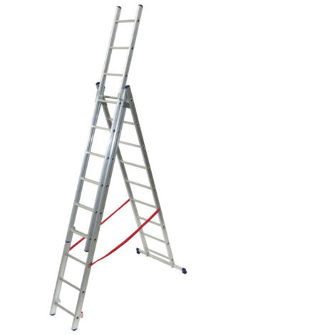 Facal – Échelle transformable aluminium 3 plans – Longueur 4 à 8 m – Hauteur d'accès jusqu'à 9,08 m – Charge maximale 150 kg – Norme EN131