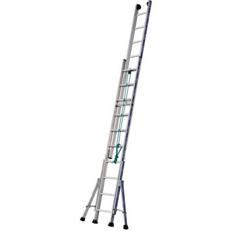 Tubesca Comabi – Échelle coulissante à corde 2 plans 2 x 14 marches – Hauteur déployée 6,89 m – Charge maxi 150 kg – Normes EN 131 NF