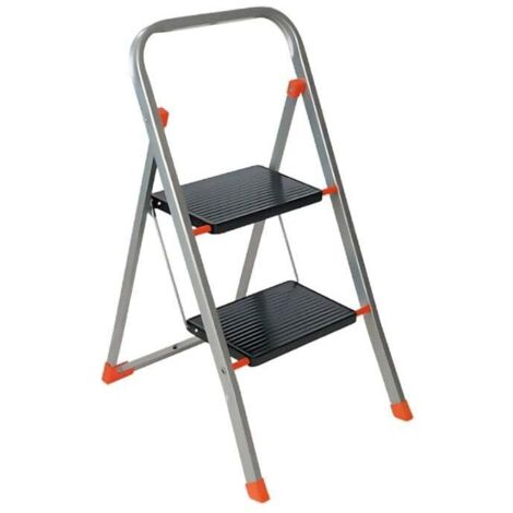Facal – Marchepied acier Tinto – 2 à 4 marches – Hauteur 0,47m – Charge maximale 150 kg – Structure tubulaire 20 x 15 mm – Pliable avec garde-corps (1/4)