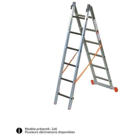 FACAL - Échelle transformable aluminium 2 plans Génia – Longueur 3 à 6 m - Longueur déployée 3,22 m